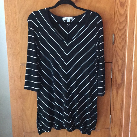 Cute Stripe Tunic Larry Levin Sz M Blk & White - Picture 4 of 4
